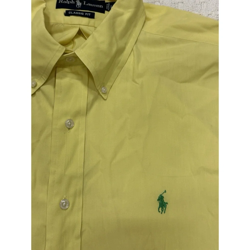 Ralph Lauren Polo L Classic Fit Collared Short Sleeve Shirt‎ Yellow Button Down